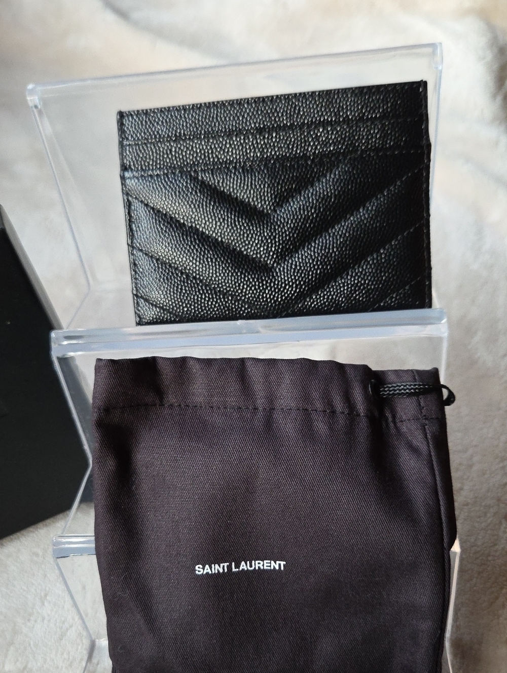 Saint Laurent Black Quilted Leather Card Case with Gold YSL Monogram - Picture 3 of 4